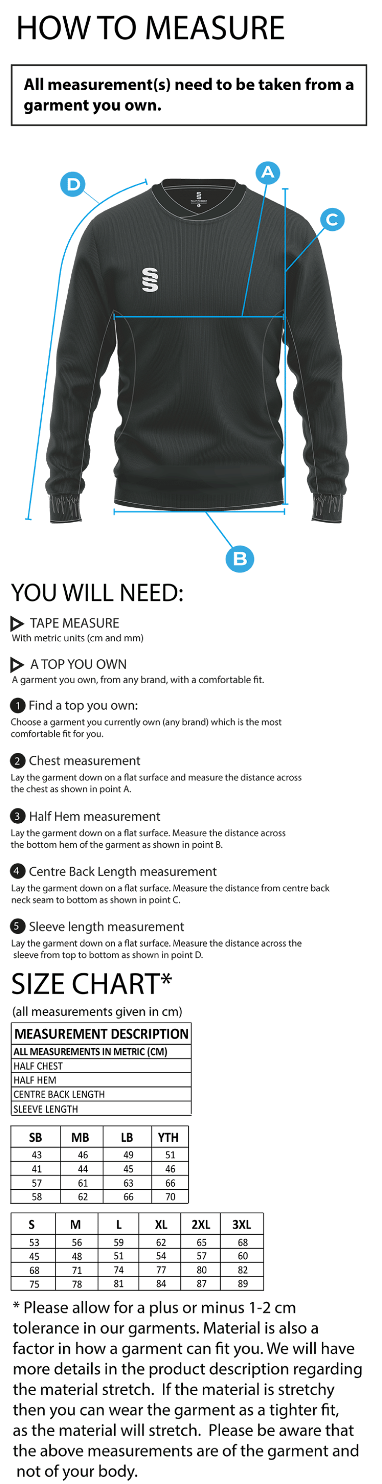 DMU Sport - Run Out Top - Unisex Fit - Size Guide