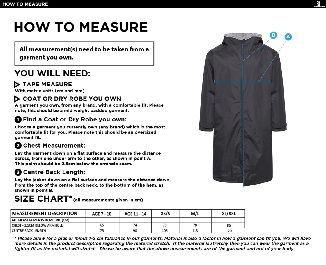 DMU Sport -  Active Thermal Fleece Robe - Size Guide