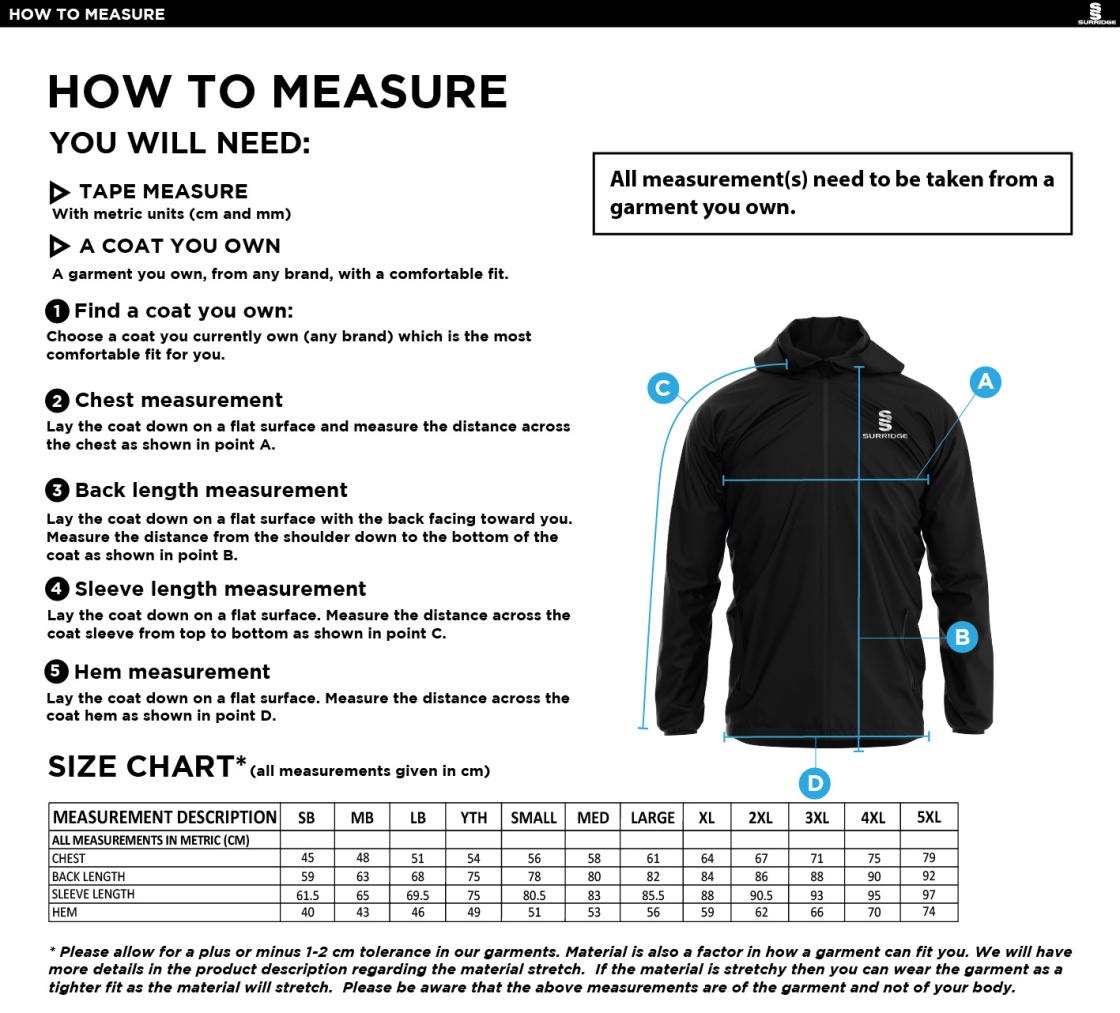 DMU Sport - Dual Full Zip Training Jacket - Unisex Fit - Size Guide