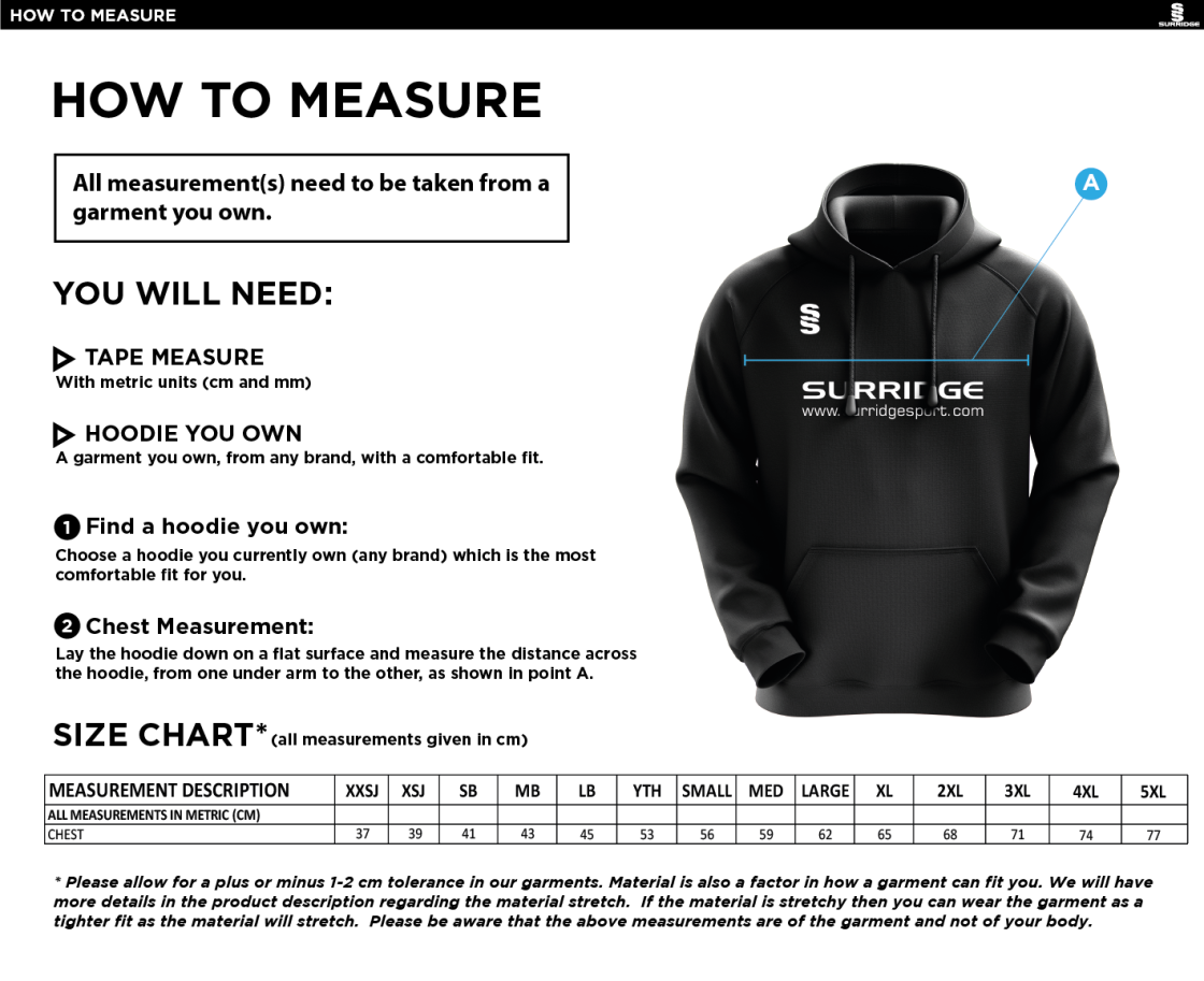 DMU Sport - Fuse Hoody - Unisex Fit - Size Guide