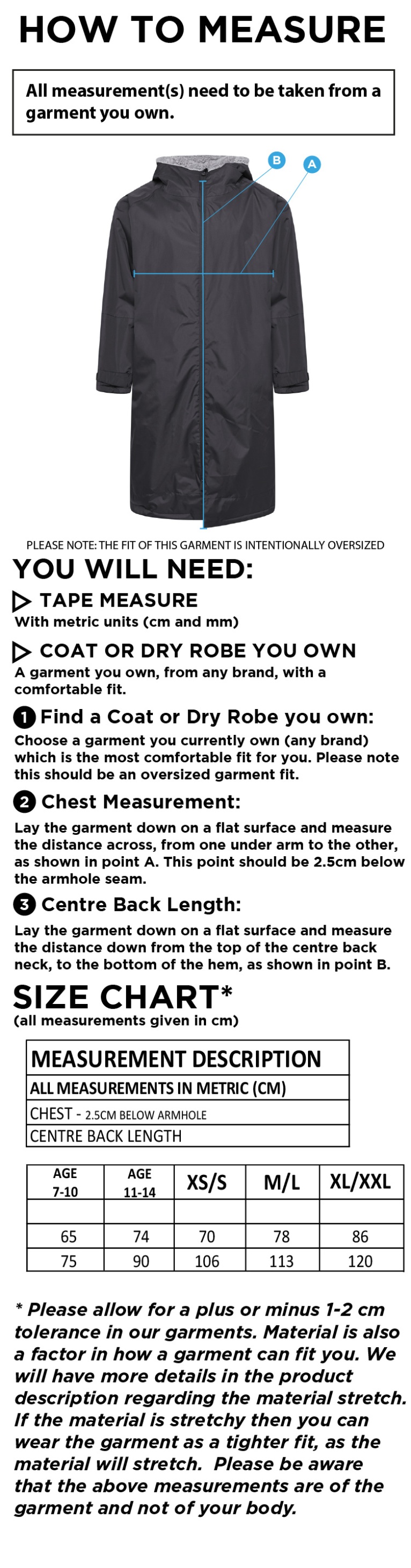 DMU Sport -  Active Thermal Fleece Robe - Size Guide