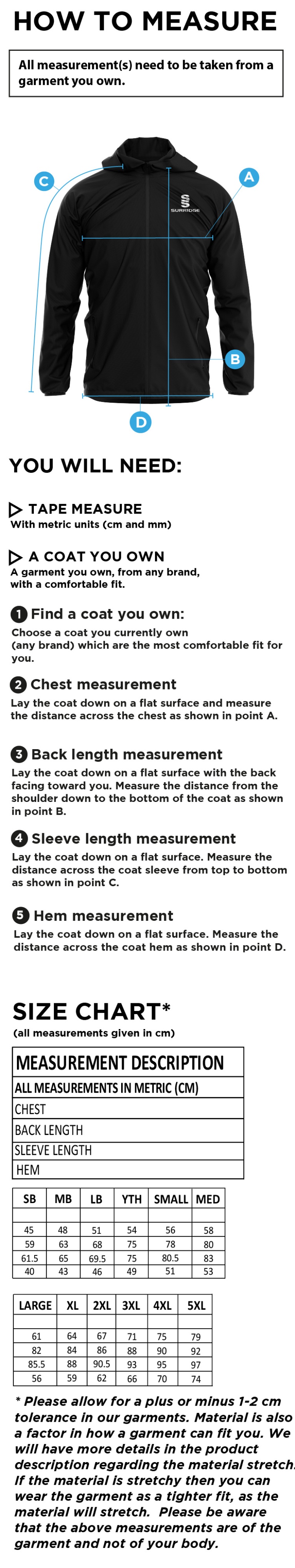 DMU Sport - Dual Full Zip Training Jacket - Unisex Fit - Size Guide