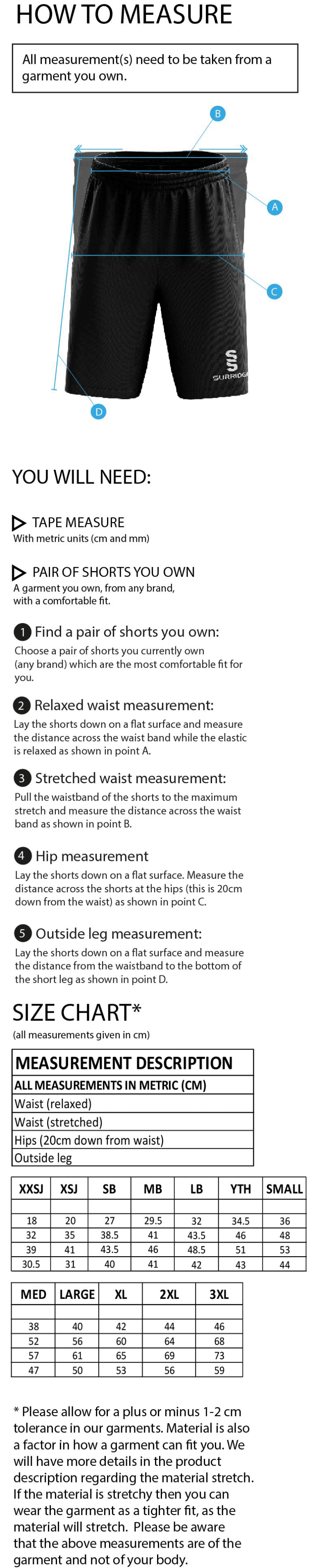 DMU Sport - Fuse Short - Unisex Fit - Size Guide