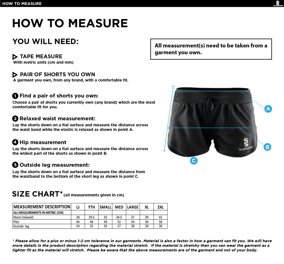 DMU Sport - Dual Active Short - Women's Fit - Size Guide