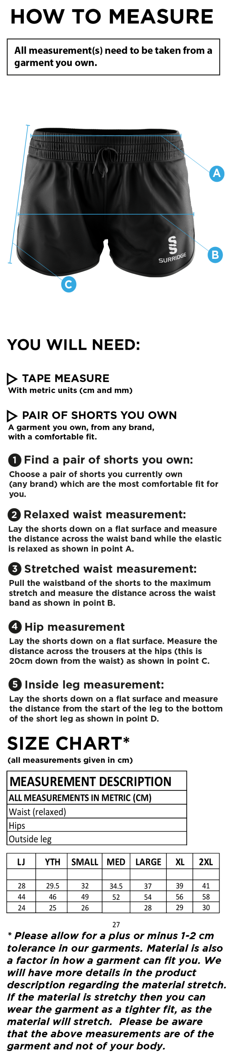 DMU Sport - Dual Active Short - Women's Fit - Size Guide