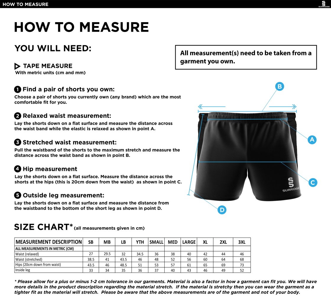 Bundle - Performance Gym Short - Unisex Fit - Size Guide