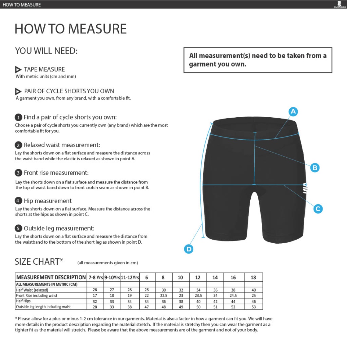 DMU Sport - Dual Cycling Short - Women's Fit - Size Guide