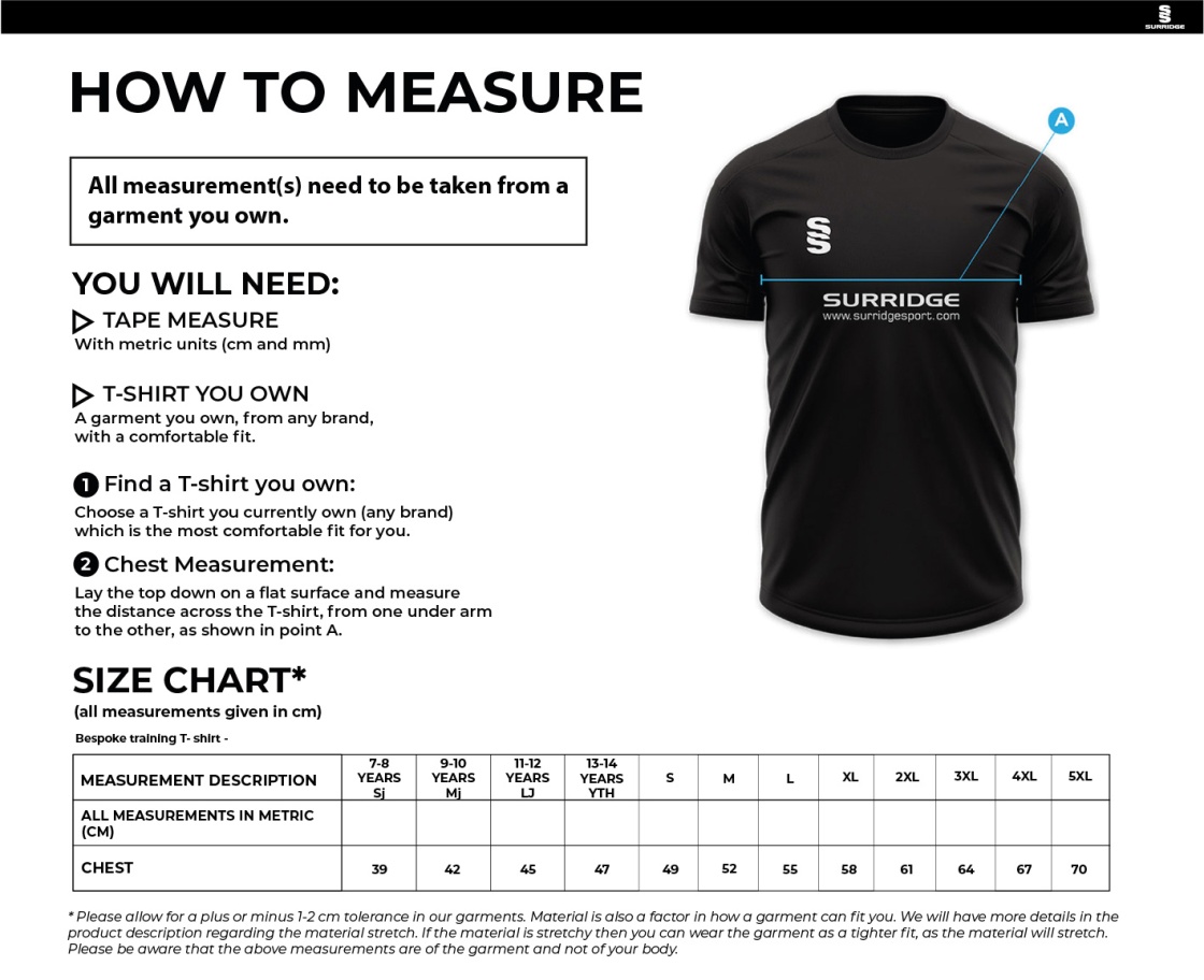 DMU Sport - Impact T-Shirt - Unisex Fit - Size Guide